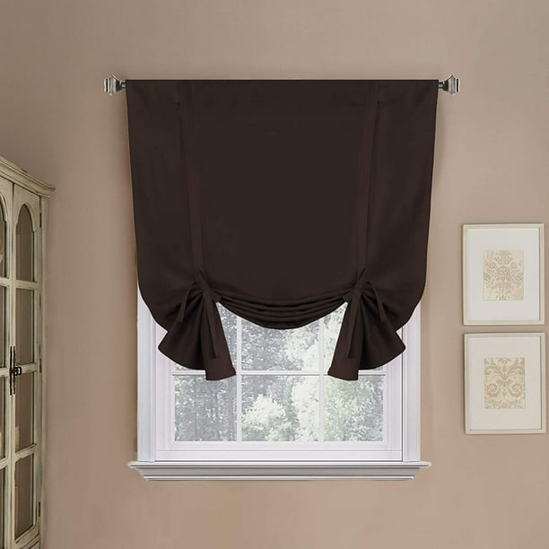 Rod Pocket Blackout Curtains Tie Up For Bedroom Brown 46w X 63l 1 Panel Com Rod Pocket Blackout Curtains Tie Up, Brown Tie Up Curtains