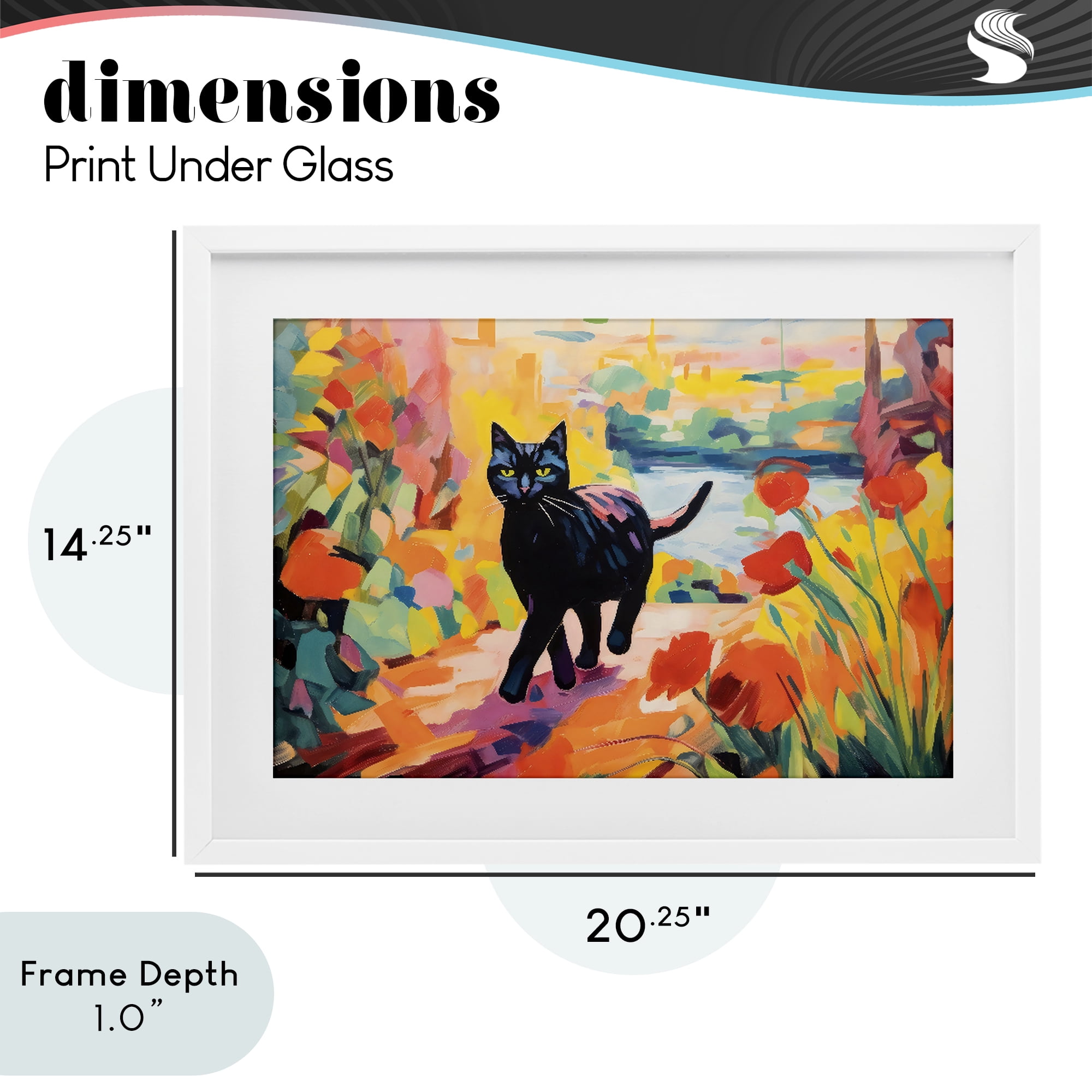 Stupell Industries Sunlit Black Cat in Garden White Framed Print Under Glass, design by Creative Studio