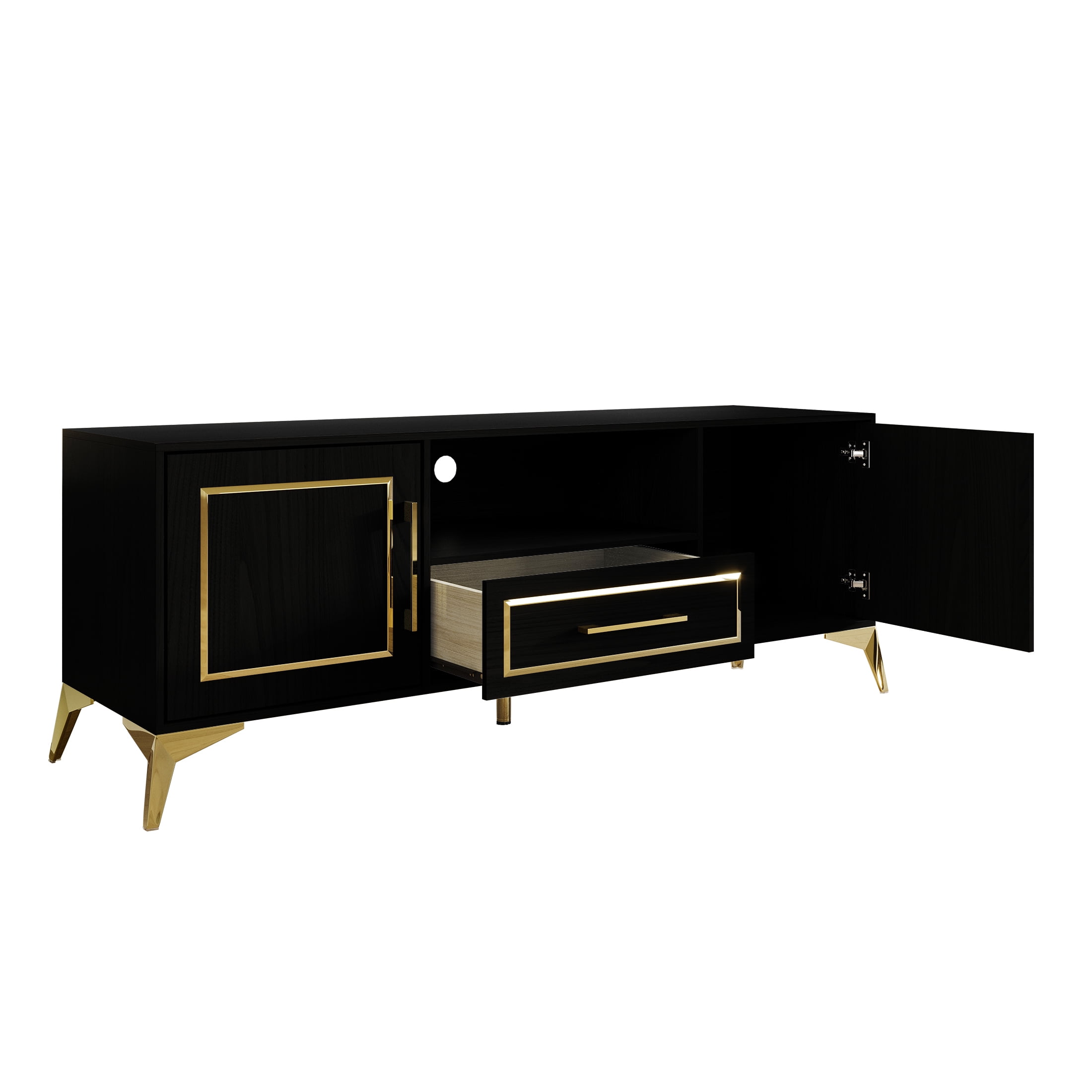 Castle Place Glam 55" TV Stand Console for TVs up to 65", Black