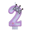 thumbnail image 1 of Daisy Crown Number Candle, Purple & Silver Glitter Number 2 Birthday Candle With Rhinestone Crown & Daisy, Cake Topper for Princess Birthday Party Decorations, Crown O Number 2, 1 of 6