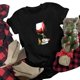 thumbnail image 1 of Gibobby Camisas de Navidad para mujer Camiseta de manga corta con cuello redondo y estampado de copa de de Papá Noel divertido informal para mujer(Negro,M), 1 of 4