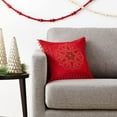 thumbnail image 3 of Violet Linen Christmas Braided Holly Lace Pattern, Polyester Burlap Fabric, Lace Border, Embroidered, , Poinsettia - Stars, 18 Inch x 18 Inch, Decorative Throw Pillow Cover, 3 of 7