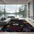 thumbnail image 2 of ODIKA 8'x10' Dark Floral Elegance with Exotic Garden Washable Area Rug Lush Botanical Patterns in a Midnight Palette Non-Slip Chair-Friendly Mat for Dining Room, Large Office, Lounge, 2 of 7