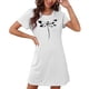 thumbnail image 4 of Camisón corto de talla grande para mujer, camisón de manga corta con estampado de pecho a la moda, camisón para mujer, 4 of 7