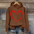 thumbnail image 2 of Goodeals Valentines Day Hoodies for Women Funny Love Heart Print Hooded Oversized Fleece Sweatshirts Casual Trendy Valentine Pullover Sweaters(Brown,L)Clearance Sales, 2 of 6