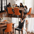 thumbnail image 5 of EHANCIS Modern Tufted PU Leather & Velvet Upholstered Dining Chairs, Set of 2, Kitchen Side Chairs with Nailhead Trim & Solid Wood Legs, Orange/Black, 5 of 10
