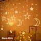 thumbnail image 3 of Guirnalda de luces LED para cortina de 138 luces, decoración de estrellas para Ramadán, bodas, fiestas, decoración navideña con luna y estrellas (blanco cálido), 3 of 8