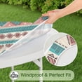 thumbnail image 5 of Colorful Floral Design Elasticized Boho Table Cover - Perfect Fit for Round Tables 52-56 Inches - Vibrant Tablecloth, 5 of 7