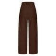 thumbnail image 5 of FRSASU Women's Vintage Corduroy High Elastic Waist Button Wide Leg Pocketed Pants Trouser Brown M(M), 5 of 6