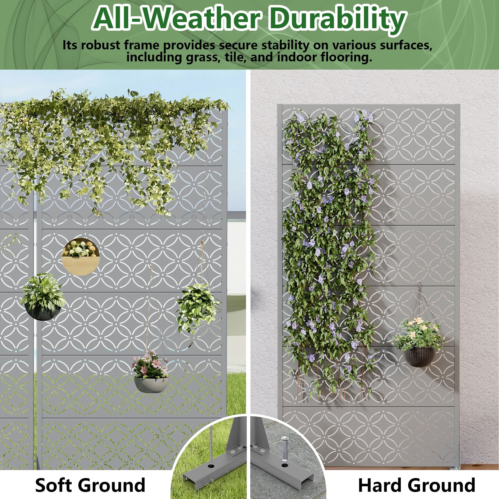MAYEERTY 72*35in Outdoor Privacy Screen, Apartment Patio Metal Privacy Fence, Privacy Panel for Balcony, Backyard, Garden