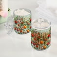 thumbnail image 2 of Yayeee 2 Pack Qtip Holder Bathroom Cotton Swab Canister with Lid Clear Dispenser Set, Green Floral Tomatoes, 2 of 6