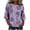 Purple, variant on Womens Summer Tops 100% Cotton Fashion Casual Embroidery Round Neck 3/4 Sleeve Spring Blouse Tops