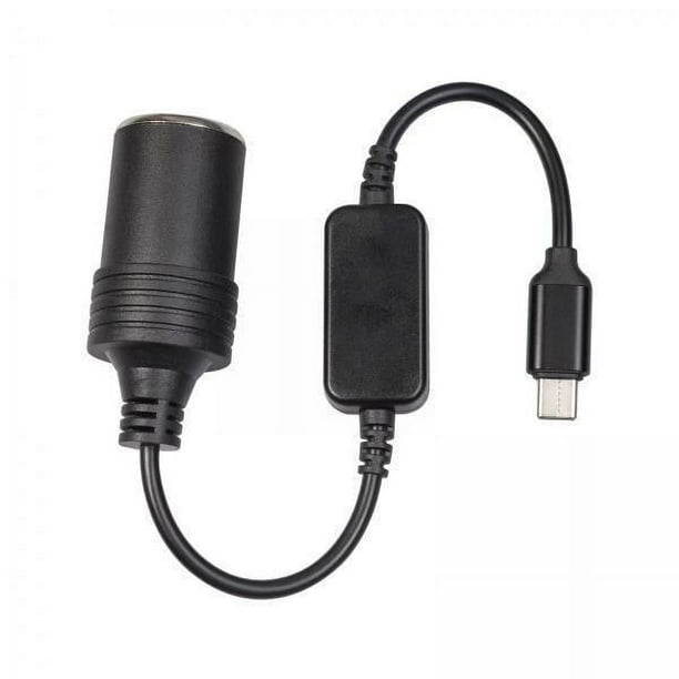 Convertidor de cables,Adaptador USB C a Encendedor Cámara ,Adaptador de enchufe macho USB tipo C a encendedor de cigarrillos,Convertidor de encendedor de cigarrillos de coche de 5 V 2 piezas