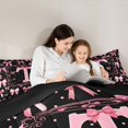 thumbnail image 5 of Manfei Cute Monogram T 7 Pieces Full Size Bedding Sets,Pretty Bow Full Size Bed in a Bag,Black Pink,Black Reversible, 5 of 7