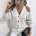 thumbnail image 5 of IROINNID Womens Sweater V-Neck Pullover Sweater Solid Color Casual Short Length Long Sleeve Winter Button Sweater Tops, 5 of 5