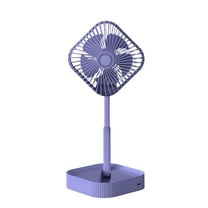 HIBIBUD Portable Pedestal Fan,Foldaway Standing Air Circulator Fan Foldable Desk Fan,Wireless 1200mAh Rechargeable Battery,Control Telescopic 3 Speed Quiet Fan For Home Kitchen (Purple)