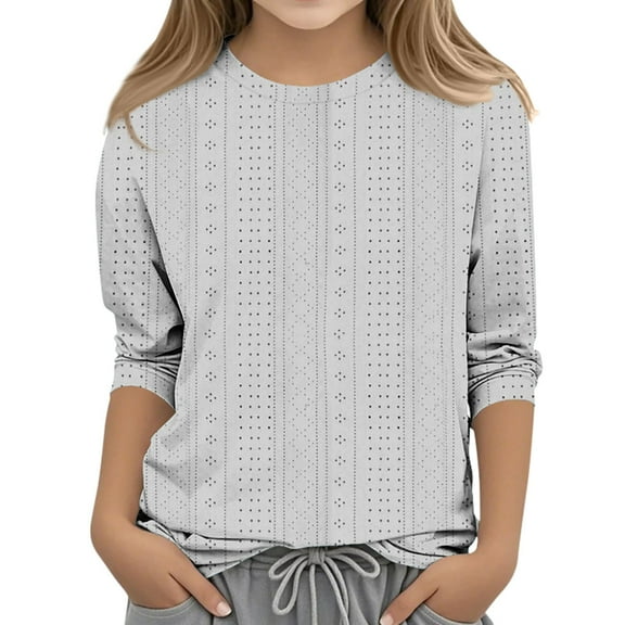 Little Kid Girls Fashion Solid Round Neck Casual Comfortable Top T Shirt Crazy8 Girls Winter Clothes Size4t for 4 under Tops for Teenagers Little Clothes Size 2t Came Shirt Baby 4-5 Years Gray