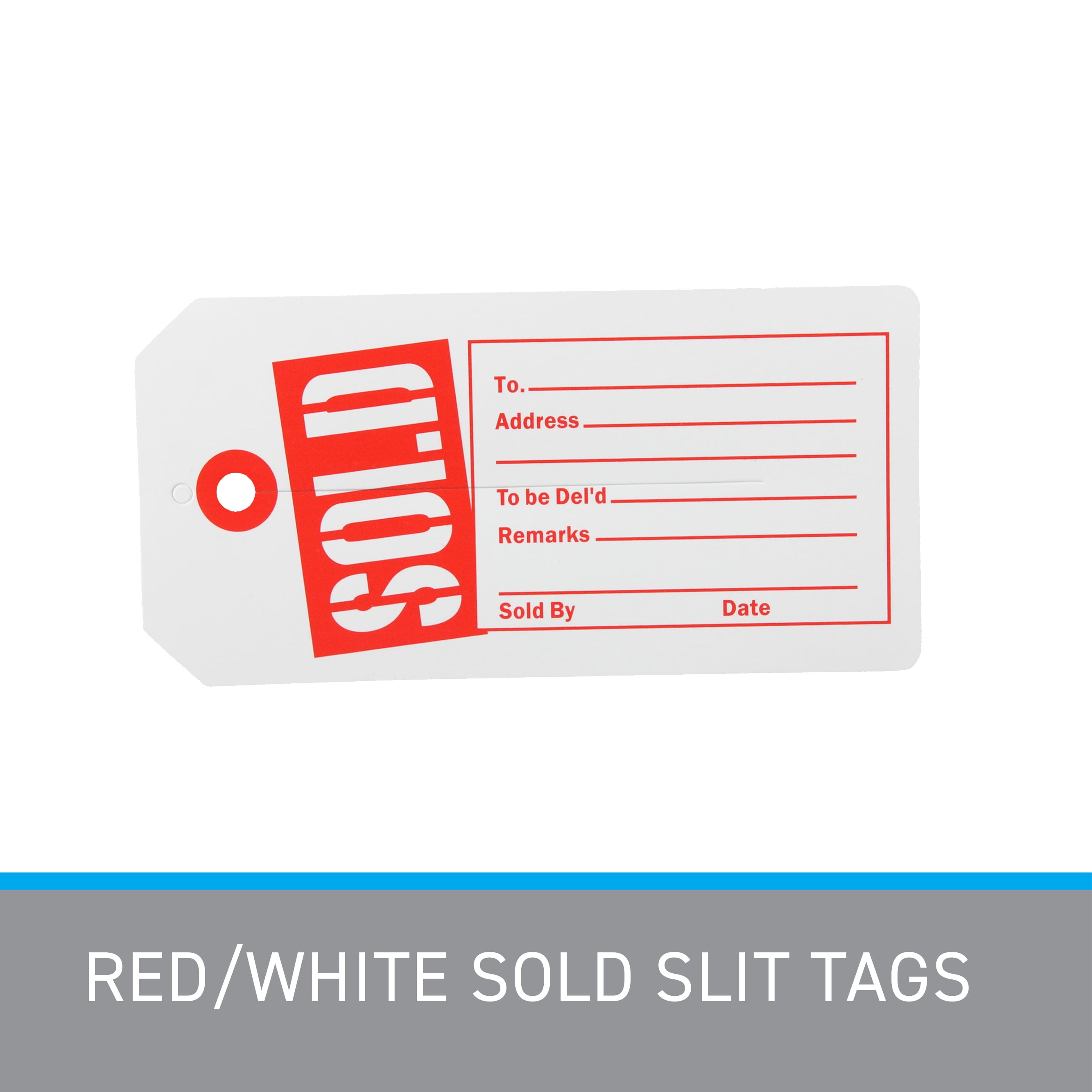 SSWBasics Red/White Sold Slit Tags (2-3/8"W x 4-3/4"H ) - Box of 1000