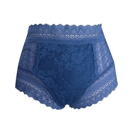 Odeerbi Thong Underwear for Women 2025 Sexy Lace Solid Comfort Briefs Intimates Panty Blue