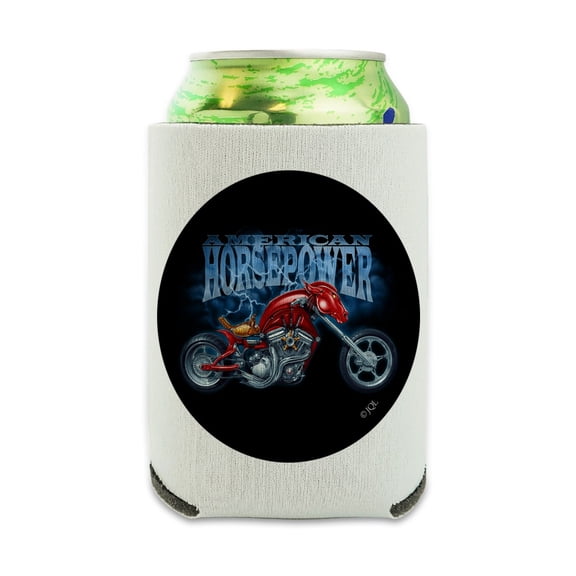American Horsepower Biker Motorcycle Chopper Can Cooler - Drink Sleeve Hugger Collapsible Insulator - Beverage Insulated Holder