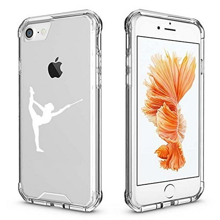 Twirling Accessories For Apple iPhone Clear Shockproof Bumper Case Hard Cover Female Gymnast Twirling Baton Gymnastics (White for iPhone 8 Plus) ()