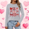 thumbnail image 2 of Erwazi Womens Long Sleeve Crew Neck Valentine T Shirts Love Bow Printed Casual Cute Tee Tops, 2 of 5