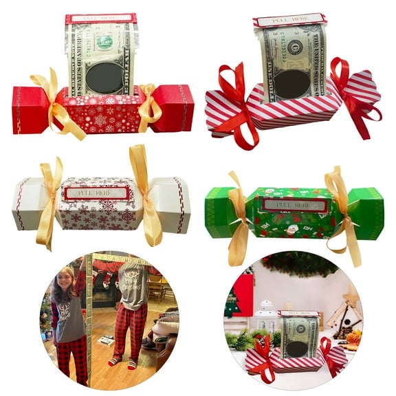 Christmas Surprise Money Pull Pouch Pull Out Money Gift Box DIY Rectangle Money Holder with Ribbon for Cash Gift