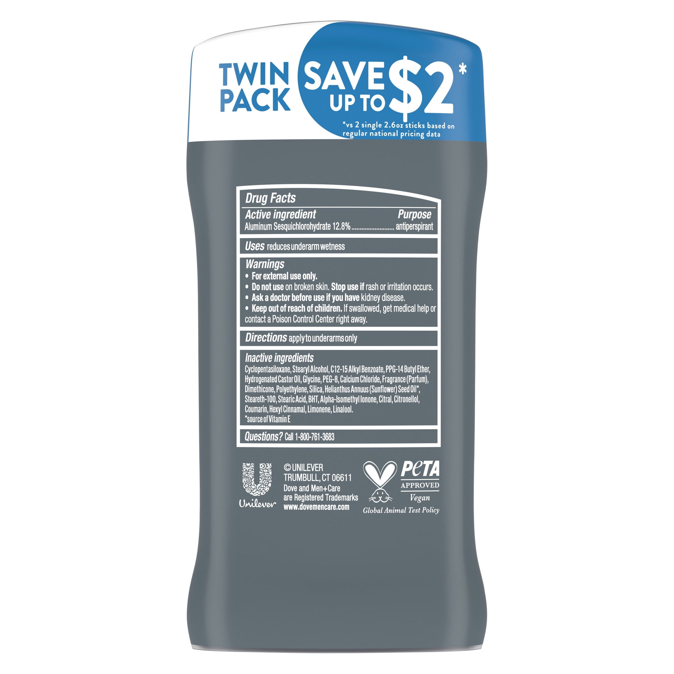 Dove Men+Care Antiperspirant Deodorant Stick 72-Hour Sweat & Odor Protection  Clean Comfort Antiperspirant for Men With 1/4 Moisturizing Cream,. 2.6 oz Twin Pack
