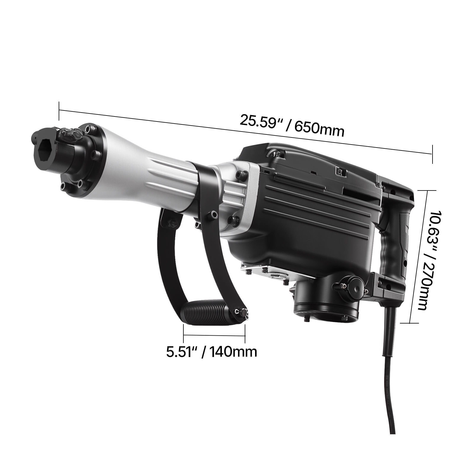 KFFKFF 2800W Electric Demolition Jack Hammer, Heavy-Duty Concrete Breaker with 3 Chisels, Clay Spade, Carrying Case, and Gloves for Breaking Concrete, Walls, Bricks, Tiles, and Foundations