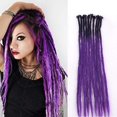 thumbnail image 1 of Dsoar-extensiones de rastas de 24 pulgadas, ombré, negro y morado, 10 hebras, rastas sintéticas, Reggae, cabello trenzado hecho a mano, 1 of 1