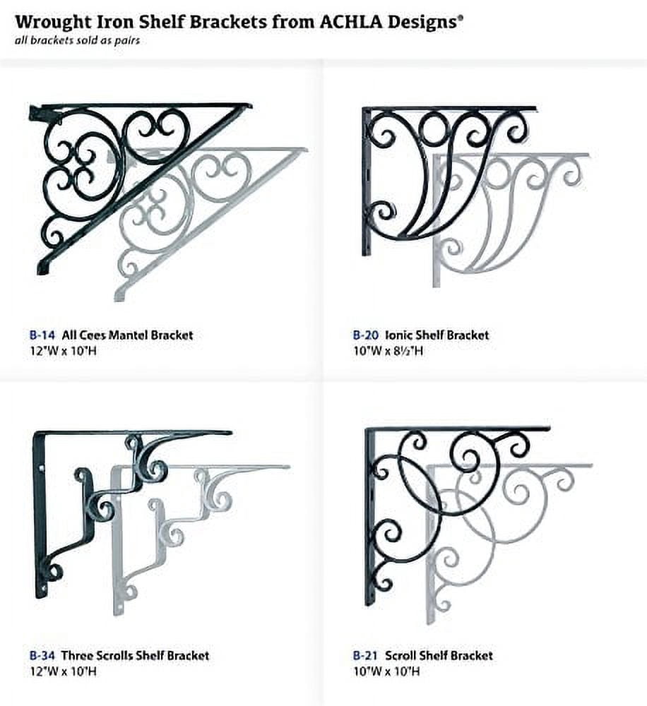Achla B-21 10''W x 10''H Black Powder Coated Scroll Shelf Bracket
