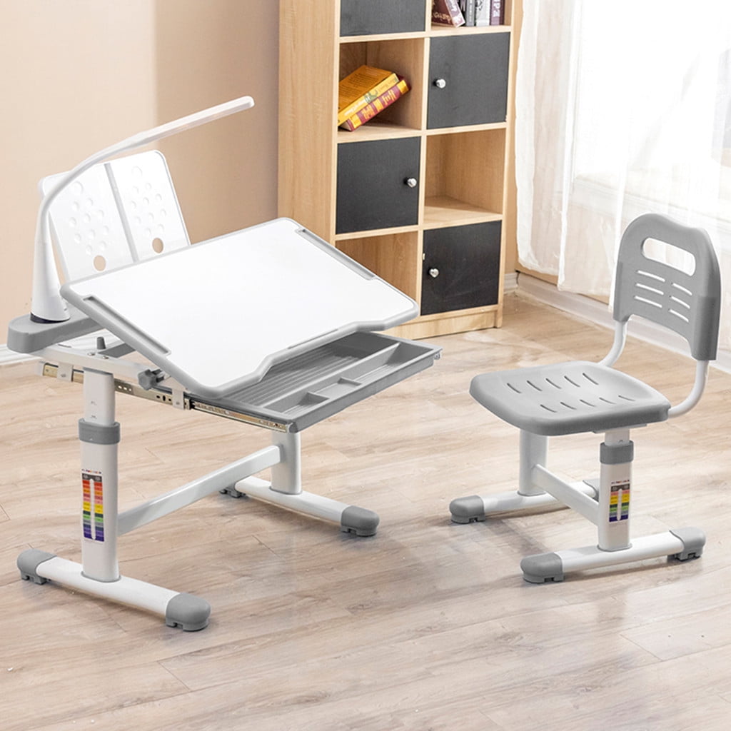 Details about   Desk And Chair Set Height Adjustable Pull Out Drawer Study With Tilted Desktop 