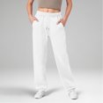 thumbnail image 6 of Sweatpants For Women Trendy Elastic Waist Cinch Bottom Lounge Pant Lightweight Baggy Joggers With Pocket 27" 28" 29" Inseam White XL, 6 of 6