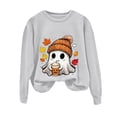 thumbnail image 6 of Enyan Women's Halloween Shirts Pumpkin Shirts Funny Ghost Graphic Tee Fall Long Sleeve Autumn Tops Women's Halloween Shirt Light Gray,XL, 6 of 7