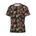 thumbnail image 3 of Yiaed Rose Flowers Print Mens Short Sleeve Tight Fit T-Shirt, Crewneck Casual Tee-Small, 3 of 5