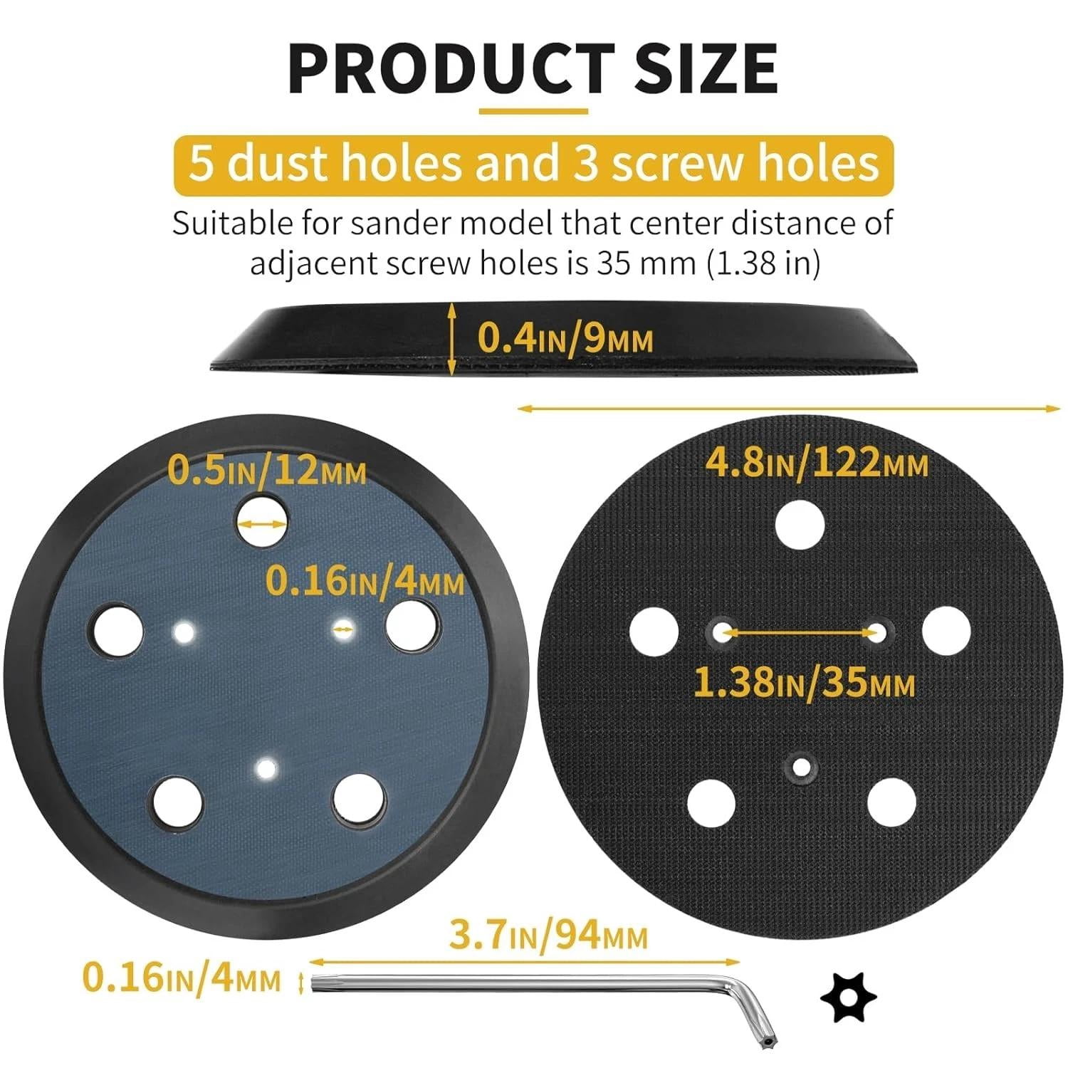 Orbital Sander Replacement Pad 5 Inch 2 Pack for Porter Cable Random Orbit Sa...