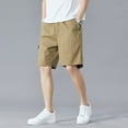 thumbnail image 2 of SWSMCLT Men's Cotton Cargo Shorts Mid Rise Shorts Gym Cargo Elastic Casual Bermuda Walking Shorts Knee Length Pocket Khaki 32, 2 of 4