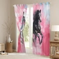 thumbnail image 4 of Feelyou 3D Couple Horse Black Out Curtains for Kids, Kawaii Rustic Animal Curtains Pack of 2 (42x63 Each), Pink Watercolor Bedroom Curtains, Blackout Curtains Bedroom Decor, 4 of 7