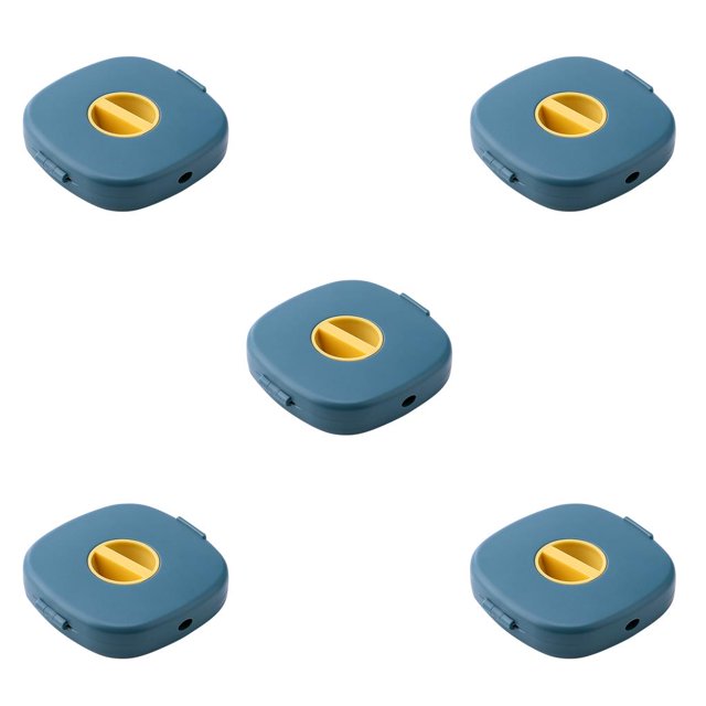 paramount Rotatable Cable Winder Plastic Round Charging Cord Wire Storage Case Stand Pocket Home Organizing Accessories Gift Yellow Blue 5Set