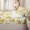 Yellow Ivory, variant on Erosebridal Fresh Lemon Bow Print Zipper Twin Comforter Sets with Fitted Sheet and 2 Pillowcases,Light Blue Ribbon Green Leaf Accent Zipper Bedding Set,Yellow White,4-Piece,Navy Blue Reversible
