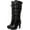 Black, variant on Lace Goth Knee High Boots for Womens Fashion Buckle Block Heel Lace Up Knee Boots for Nightclub Punk Platform Back Zipper Riding Combat Booties