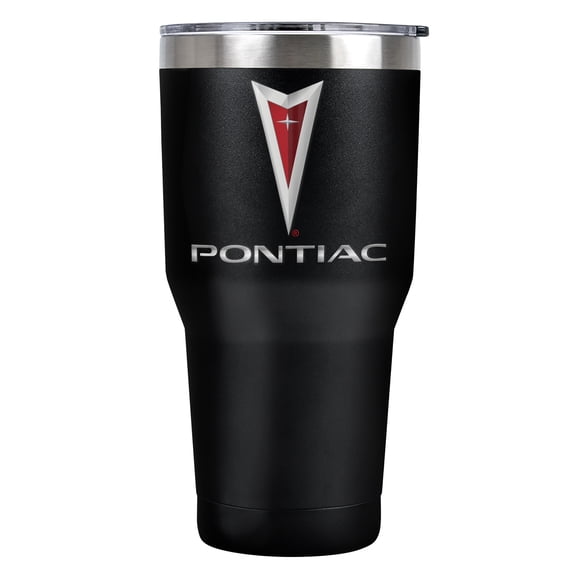 Pontiac Official Logo 30 oz Travel Tumbler, Stainless Steel, Vacuum Insulated with Leak Resistant Slide-Lock Lid