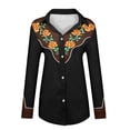 thumbnail image 4 of YANGXINX Womens Long Sleeve Shirts Vintage Western Floral Print Button Down Collared Blouses Spring Summer Vacation Casual Classic Tunic Tops, 4 of 4