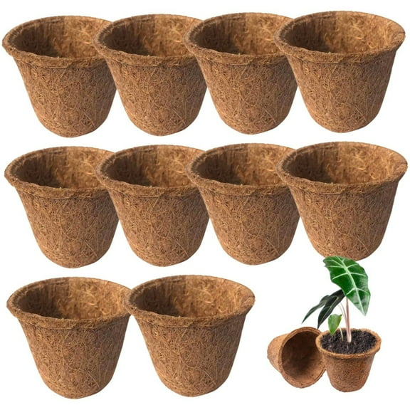 Topboutique 10 Pcs Plantable Seed Starter Pots 3 inch Coco Coir Seed Starter Pots Biodegradable Seed Starter Pots Germination Nursery Seedling Pots Degradable Garden Pot for Flower Saplings