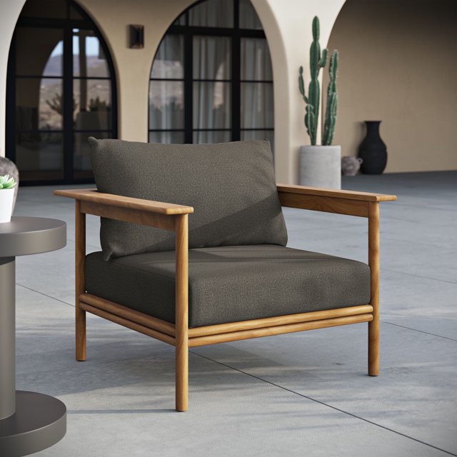 Modway Fauteuil Wren Mobilier de Patio Extérieur en Bois Flotté Naturel, Gris Foncé