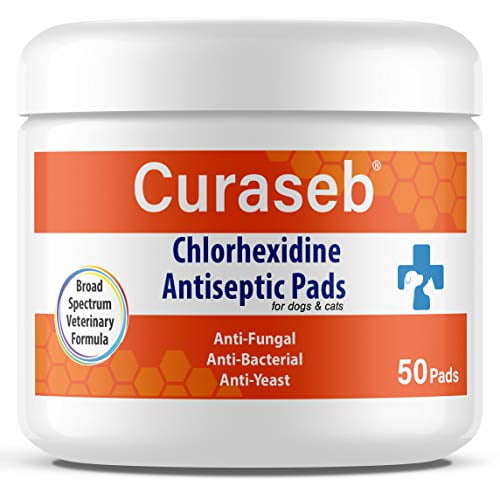 Curaseb Chlorhexidine Wipes 50 Pads, For Dogs & Cats Antifungal