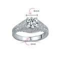 thumbnail image 4 of Bling Jewelry Womens Art Deco Style 2CT Cubic Zirconia Solitaire CZ Engagement Ring Milgrain Band .925 Sterling Silver, 4 of 6