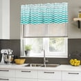 thumbnail image 5 of Geometric Turquoise Ombre Valances for Windows, Decorative Rod Pocket Window Valance Curtains, Modern Gradient White Ocean Striped Short Curtain Drapes for Living Room, 2 Panels, 42" W x 12" L, 5 of 8