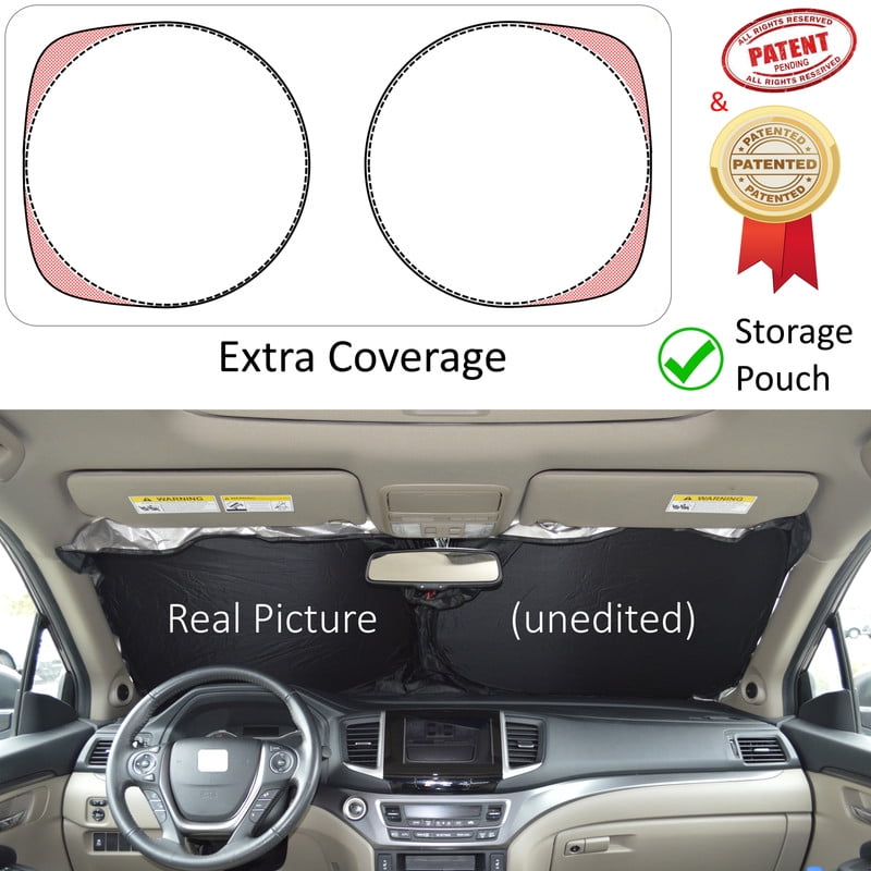 Car Sun Shade with Storage Pouch by A1 Sunshades Shield Protector Blocker  Retractable Cover Sunscreen Auto Interior Accessories Visor Small