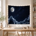 thumbnail image 5 of Full Moon Above Silver-Lined Clouds, Peaceful Celestial Art for Space Lovers, Night Sky Decor, Housewarming Gift, Tapestry Wall Hanging for Bedroom and Living Room, 5 of 7